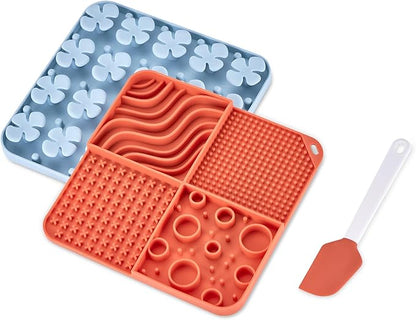 Amazon Basics Silicone Dog Feeding Mats, Slow Feeder Puzzle Lick Mats for Dogs and Cats, 2 Pack