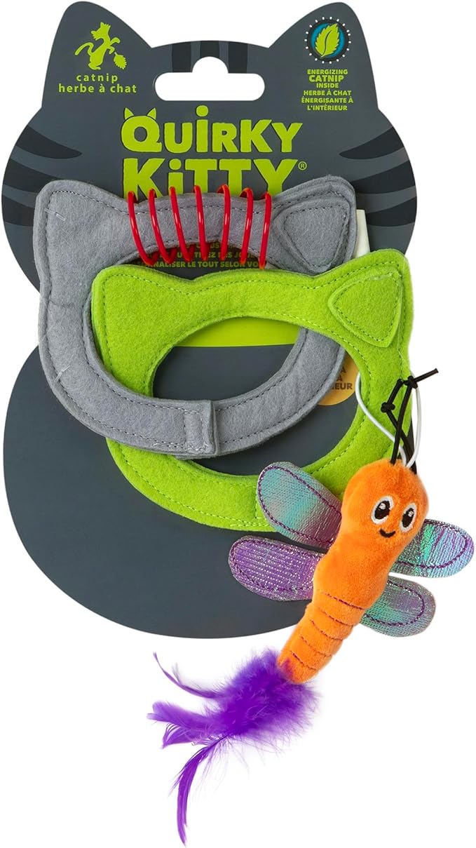 Quirky Kitty Kitty Connects Catnip Links Felt Rings Cat Toy| Modular Linkable Cat Toy Set with Plush Dragonfly & Spring | Interactive Catnip Play for Endless Fun