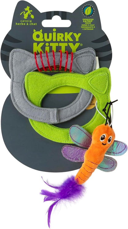 Quirky Kitty Kitty Connects Catnip Links Felt Rings Cat Toy| Modular Linkable Cat Toy Set with Plush Dragonfly & Spring | Interactive Catnip Play for Endless Fun