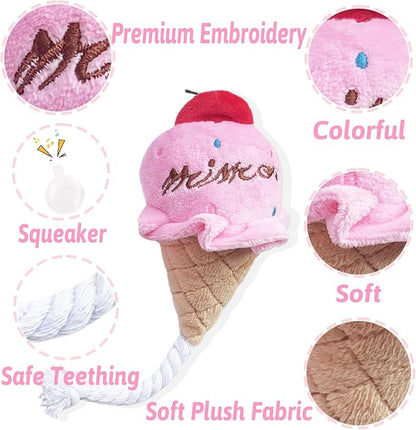 Small Dog Toys, 4 Pack Pink Dog Squeak Toys, Puppy Toys for Small Dogs, Durable Plush Dog Toy Set, Soft Dog Chew Toys for Puppies & Small Dogs, Dog Stuffed Toys Gift Pack