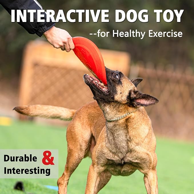 Dog Flying Disc - Durable Rubber Dog Toy for Fetch - Interactive Lightweight Flyer Dog Toys for Outdoor Playtime - Safer Disc for Healthy Activity - for Medium/Large Dogs