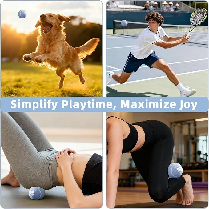 2.5" Dog Tennis Balls 6-Pack Silent Bounce, Tough Rubber Core, Durable Fetch & Training Toys for Indoor/Outdoor Play, for Small Medium Large Dogs (Light Blue, 6 Pack)