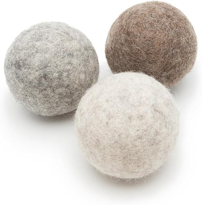 Glaciart One Felt Wool Balls for Dogs (3 Pcs)| Durable Dog Chew Toy, Puppy Chew Toys for Teething & Dog Teeth Cleaning | Pet Toys Fetch Games & for Anxiety/Boredom | Great for Small or Medium