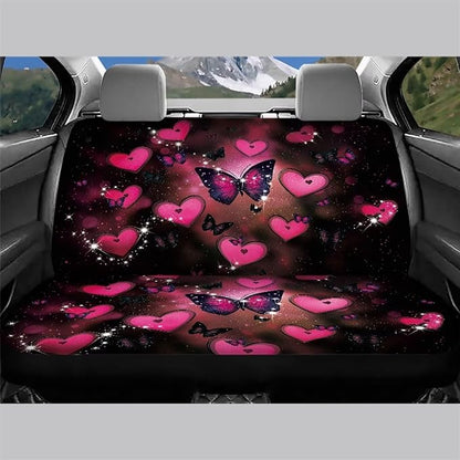 AFPANQZ Pink Butterfly Car Backseat Covers Dog Seat Cushion for Rear Seat Non-Slip Soft Car Seat Covers for Dogs, Pet, Kids Seat Cover for Auto Back Seat, Bench Protective Covers
