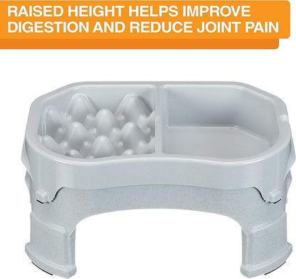 Neater Pet Brands – Neater Raised Slow Feeder Dog Bowl – Elevated and Adjustable Food Height - (Double Diner, Vanilla Bean)
