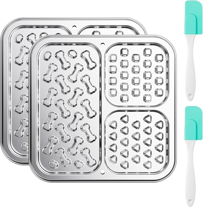 Kactoily 2-Pack Stainless Steel Lick Mat for Dogs and Cats, Large Slow Feeding Licking Pad with 46 Suction Cups, Peanut Butter Licking Pad for Boredom Reducer and Anxiety Relief
