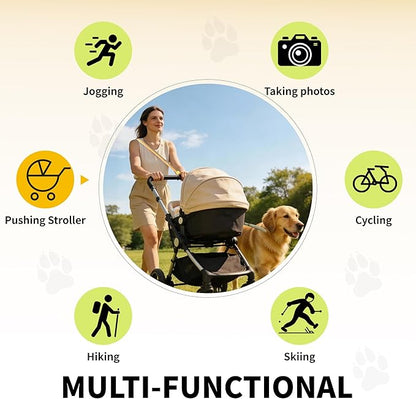 ‌EVERKING 6ft Hands-Free Dog Leash - 6-in-1 Adjustable with 360° Rotating Buckle, Night Reflective & Shock Absorbing for Large/Small Dogs (Up to 120lbs) (Golden)