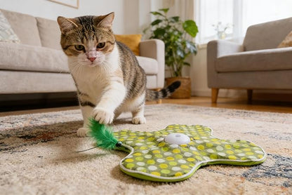 Hide and Seek Cat Toy Replacement Feather Wands 4 pcs 2 Feather and 2 Worm Replacement Sticks