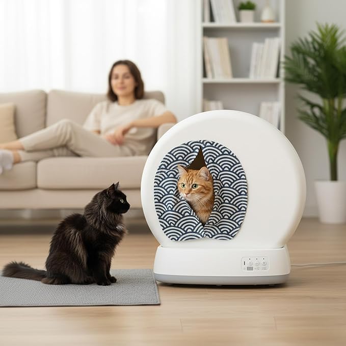 Curtain for Self Cleaning Cat Litter Box, Self-Cleaning Litter Box Curtain,Odor Blocker & Litter Scatter Shield for Cats,Easy Install, Fit for Elliptical Openings