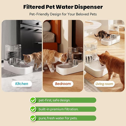 JUNSPOW Automatic Cat Water Dispenser, Dog Water Bowl Dispenser Adjustable Water Dispensing, Auto Pet Waterer for Cats and Dogs (Bowl not Included)