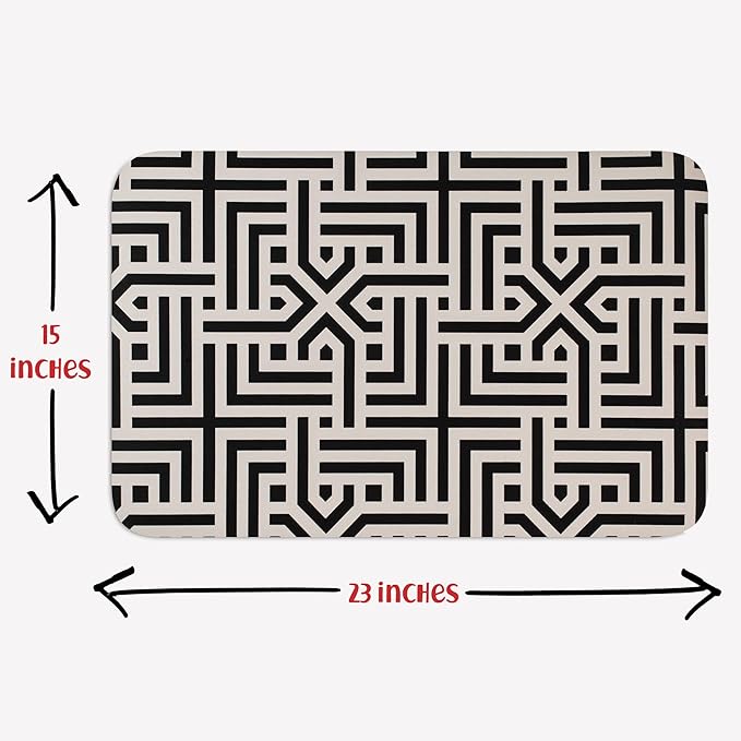 DogBuddy Ultra Absorbent Waterproof Dog Bowl Mat - Non-slip, Machine Washable Food & Water Mat for Dogs (Large, Maze Pattern)