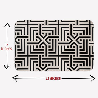 DogBuddy Ultra Absorbent Waterproof Dog Bowl Mat - Non-slip, Machine Washable Food & Water Mat for Dogs (Large, Maze Pattern)