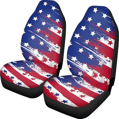 American Flag Print Car Seat Covers Set of 2,Universal Bucket Front Seats Protector Fit for Car,SUV Sedan,Truck