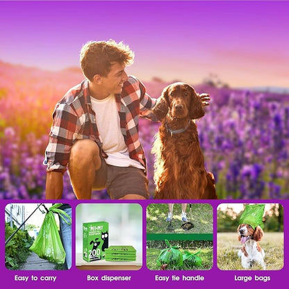 Pet N Pet 200 Counts Lavender Scented Dog Poop Bags Rolls with Tie Handles, 41% Plant Based & 59% PE Poop Bags for Dogs, Extra-Thick Doggie Poo Bag, Pet Waste Bag