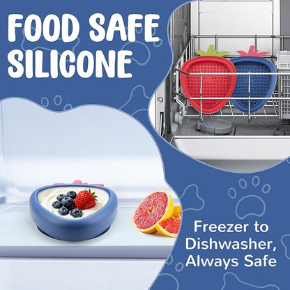 Freeze Dog Lick Bowl, Animire Non-Slip Slow Feeder Lick Mat for Dogs, Silicone Dog Enrichment Bowl for Distraction Anxiety Relief Boredom, BPA Free, Dishwasher Safe(Dark Blue,S)