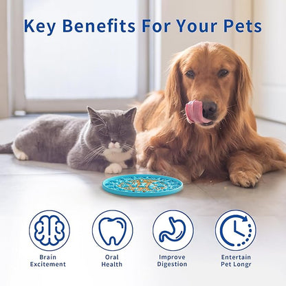 Lick Mat for Dogs & Cats 3 Pack - Silicone Dog Lick Mat with Suction Cups - Anxiety Relief/Promotes Healthy Eating/Frozen & Dishwasher Safe - Pet Peanut Butter Lick Pad LPFALASAT (Blue Orange Red)