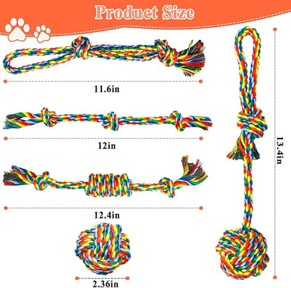 ASOCEA 5 Pack Dog Rope Toys Cotton Puppy Teething Rope Durable Chew Toys for Boredom Small Medium Dogs Interactive Tug Toy for Training Fetching（ Colorful ）