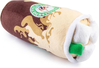 Haute Diggity Dog Starbarks Sweet Pup Cold Brew, Plush Designer Dog Toys with Interactive Squeaker, Stimulating Pet Enrichment, Machine-Washable & Safe Materials for All Breeds, One Size