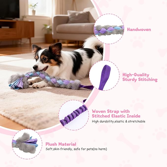 Dog Tug Toys, Bungee Tug of War Dog Rope Toys, Soft Chew Toy for Medium and Small Dogs, Interactive Rope Toys for Puppy Teeth Cleaning