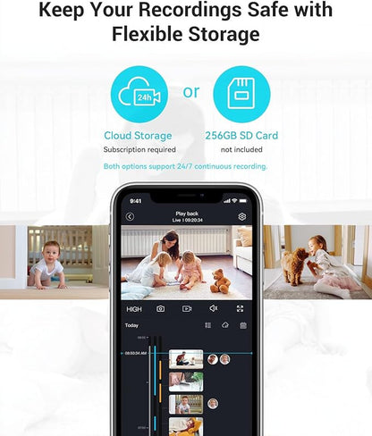 blurams 5G Cameras for Home Security, 2K Pet Camera with Phone App, 360° PTZ Indoor Camera w/Dual-Band WiFi6, Free Human/Motion/Sound Detection, 2-Way Talk, Night Vision, Compatible with Alexa, 2Pack