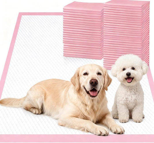 Gimars XL 6-Layer Ultra Absorbent 1200ml 48-Hour Leak-Proof Dog Pee Pads, Quick Dry Extra Large Puppy Pads for Puppy Training, Senior & Incontinent Dogs, Cats, Overnight Use, 30"x36", 50 Count Pink