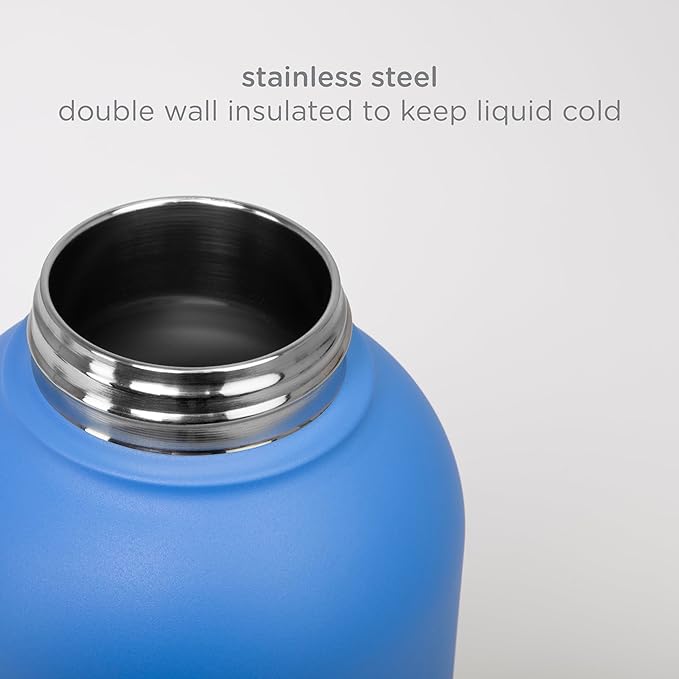 Ubbi Pup & Me Insulated Stainless Steel Dog Water Bottle with Attached Bowl, 32 oz Portable Leakproof Travel Bottle for Dogs and Owners, Blue