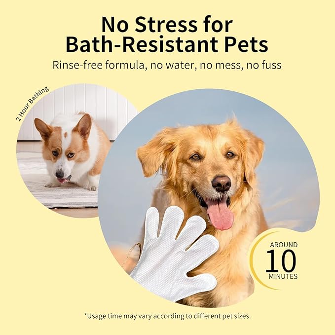 MIOSSZI Pet Gloves Wipes for Dogs & Cats Wipes Cleaning Deodorizing Hypoallergenic No-Rinse Pet Grooming Wipes Unscented Extra Thick Bathing Wipes for Pet Dry Cleaning Daily Care and Travel 8 pcs