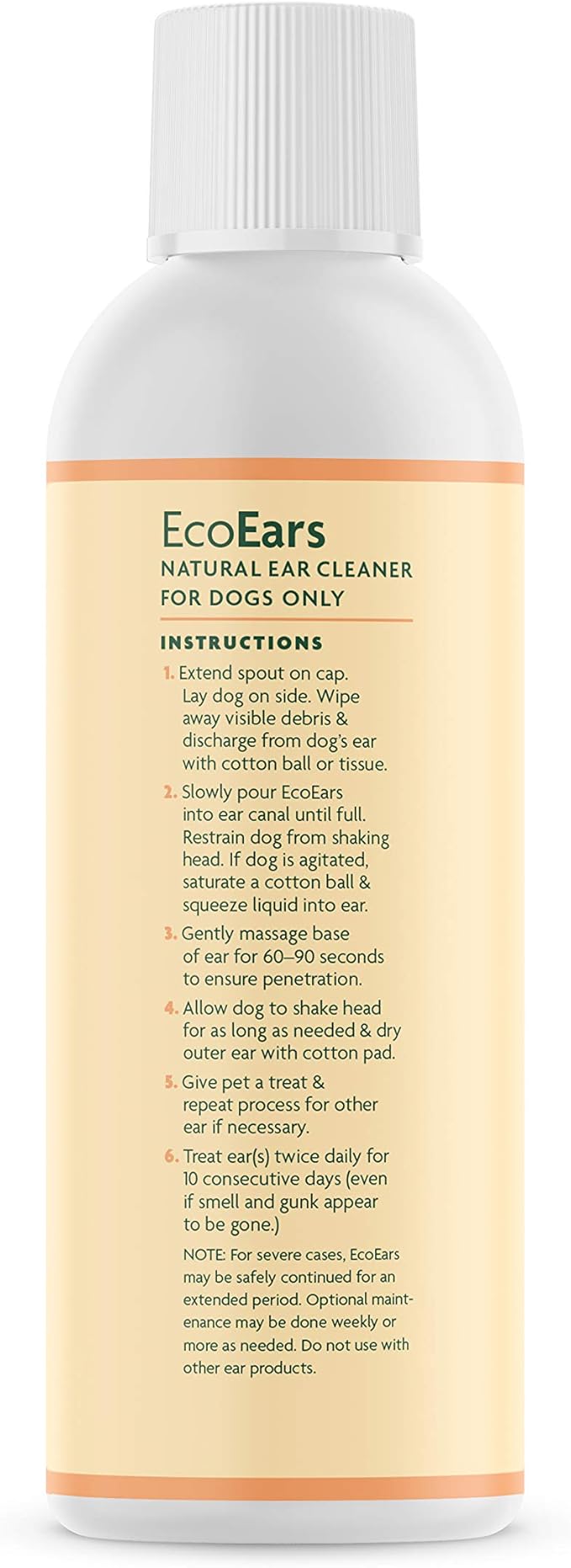 EcoEars Dog Ear Cleaner – Natural Multi-Action Formula for Ear Infection, Bad Discharge & Odor – Removes Foreign Matter & Cleans Difficult Ears - 8fl oz.