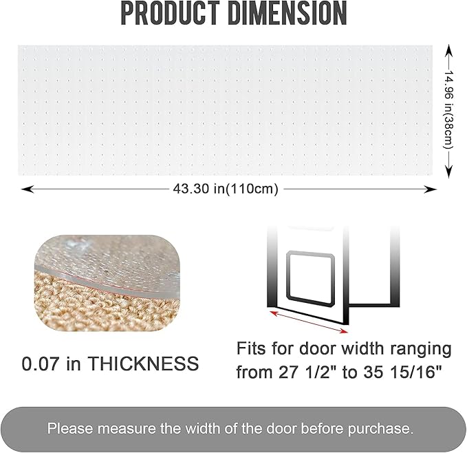 Uross Carpet Protector for Pets - Cat Scratch Guard Mat, Anti Scratch Under Door Guard, Easy to Cut Plastic, 3.6FT