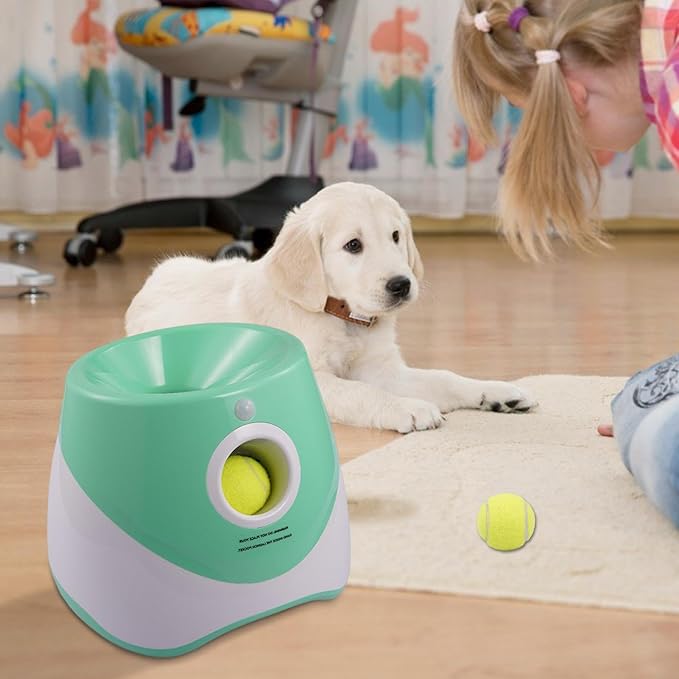 Automatic Dog Ball Launcher - Automatic Toys With Adjustable Reach,Pet Ball Throwing Machine - For Puppies Small Medium Large Breeds Indoor Garden Yard E