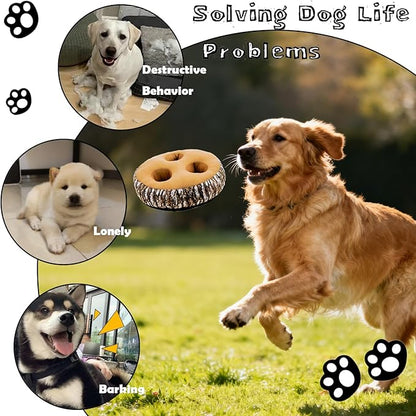 Hide and Seek Dog Toys, 2-in-1 Interactive Squeaky Puppy Toys with Detachable Non-Slip Base, Treat Dispensing & Flying Disc Fetch, Enrichment Toys for Small Medium Large Dogs
