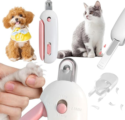 Cat Nail Clipper with Adjustable Aperture, Small Dog Nail Trimmer with 4 Gears & Nail File, Safe Pet Claw Clipper Grooming Tool to Avoid Over Cutting, Professional Pet Nail Cutter for Beginners (Pink)