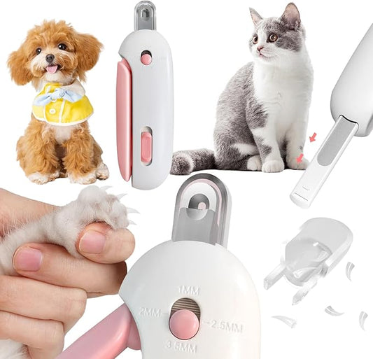 Cat Nail Clipper with Adjustable Aperture, Small Dog Nail Trimmer with 4 Gears & Nail File, Safe Pet Claw Clipper Grooming Tool to Avoid Over Cutting, Professional Pet Nail Cutter for Beginners (Pink)