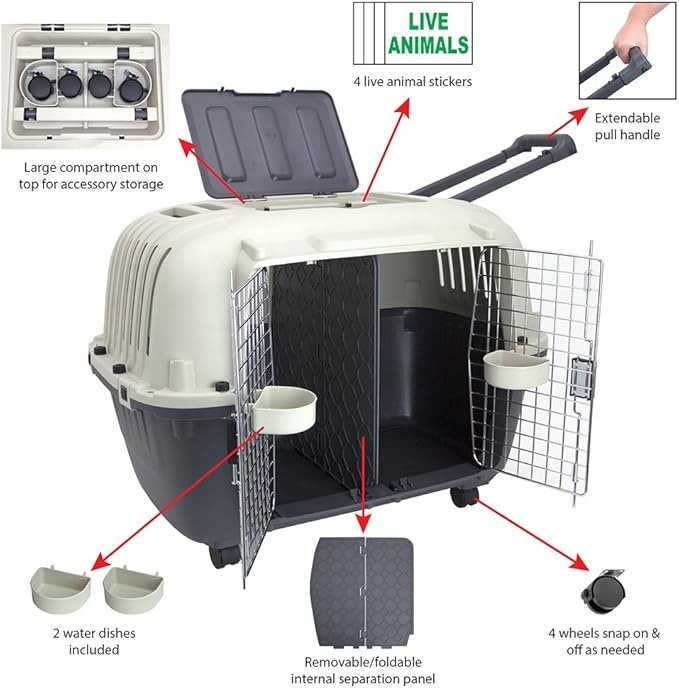 SportPet Designs Double Wire Door Plastic Kennel (CM-0699-CS01)