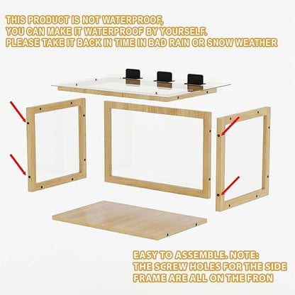 Wooden Cat Window Box, Sturdy Cat Perch Catio for 24-35 Inch Window, Window Catio for Indoor Cats for Pet Family, Fits Sunbathing Napping Overlooking, Easy Assemble, Natrual Wood