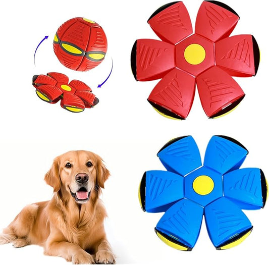 alfyng 2 Pack Flying Saucer Ball for Dogs, Pet Flying Discs Toys, Interactive Dog Disc Saucer Ball Toy, Dogs Games Toys for Medium Large Dogs Pet and Kids Outdoor Sports Exercise No Light