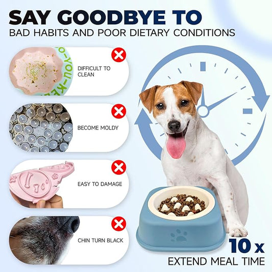 Slow Feeder Dog Bowls Ceramic Puppy Feeding Bowl for Small Dogs Cat Slow Feeder Bowl Protecting Cat and Dog Whiskers Preventing Choking with 2-in-1 Multifunctional Training Whistle