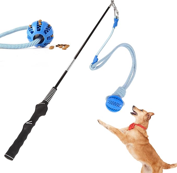 Flirt Pole for Dogs Interactive Dog Pole Toy for Large Medium Small Dogs, Chase Dog Flirt Pole for Tug of War