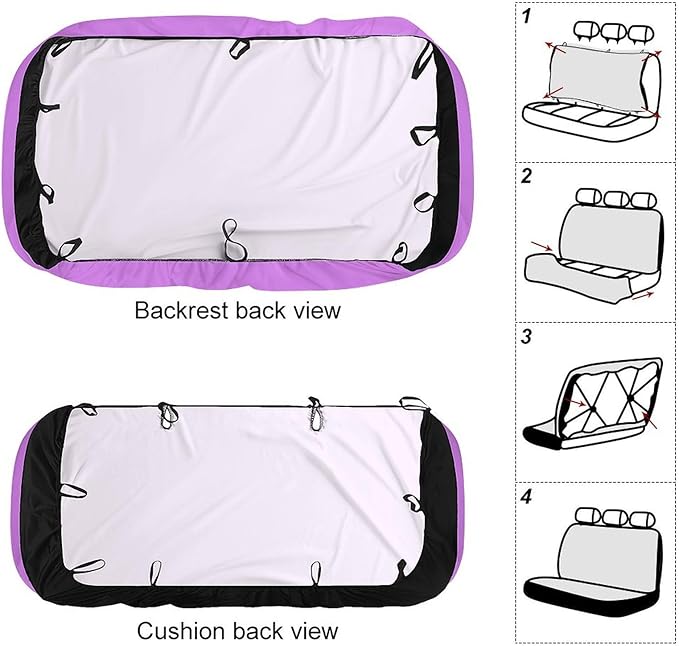 Men's Padded Rear Bench Car Seat Cover, Universal Fit Auto Soft Back Seat Cover, Dirt Proof Dog Car Back Seat Cover for Trucks SUV Compatible with Light Purple