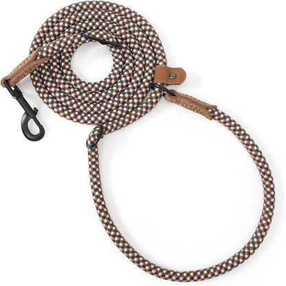 Mile High Life Hands Free Dog Leash, Crossbody Waist Leash with Genuine Leather Connection, Multifunctional Adjustable Slip Lead for Dog Walking Running (Brown, 7FT)