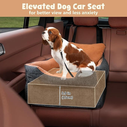 Avont Dog Car Booster Seat for Small/Medium Dogs Under 30 lbs, Elevated Puppy Carseat, Front Seat Pet Car Bed -Black