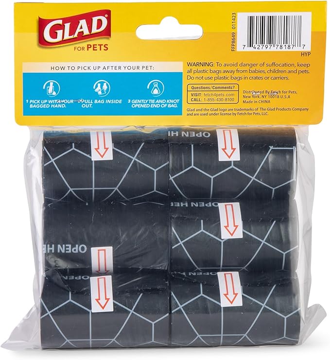 Glad for Pets Extra Large Scented Dog Poop Bags, Heavy Duty Tear-Resistant Pet Waste Pickup Bags with Fresh Scent, Easy-Tie Handles for Walking, Camping, Travel, 90 Count - 24 Pack