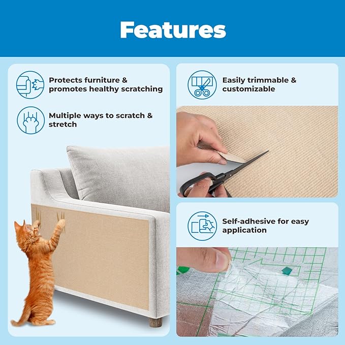 Best Pet Supplies Catify Cat Scratcher, Fun Interactive Scratchers, Posts, Poles, Claw Safe, Furniture Saver Indoor Play Support Natural Cat Behaviors Heavy Duty - Beige, 78.7 x 15.8