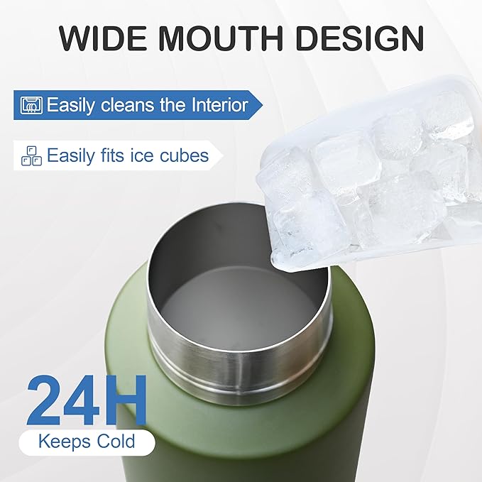 KEWIXY Insulated Dog Travel Water Bottle with Detachable Bowls, 3 in 1 Portable Dog Water Bottle Dispenser, Dog Accessories for Walking, Hiking, Camping, Outdoor (Olive Green, 32 Oz)