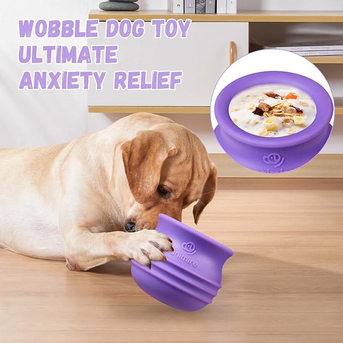 Treat Dispensing Dog Toy, Long-Lasting Interactive Puzzle Toys for Dogs, Stuffable Dog Enrichment Frozen Lick Treat Toy for Boredom, BPA Free Silicone Fetch Catch Chew Toy (Purple,L)
