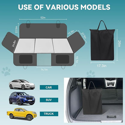 Car Back Seat Extender for Dogs, Hard Bottom Dog Hammock for Car, Pet Hard Bottom Car Seat Cover, Dog Car Seat Cover for Back Seat Hard Bottom, Dog Back Seat Extender Platform