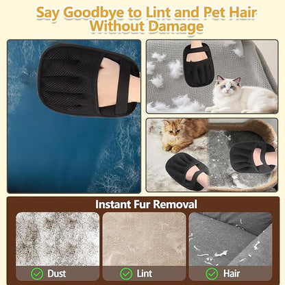 Pet Hair Remover Glove, Pet Hair Remover for Laundry, ReusableElectrostatic Dog Cat Hair Removal Gloves for Furniture