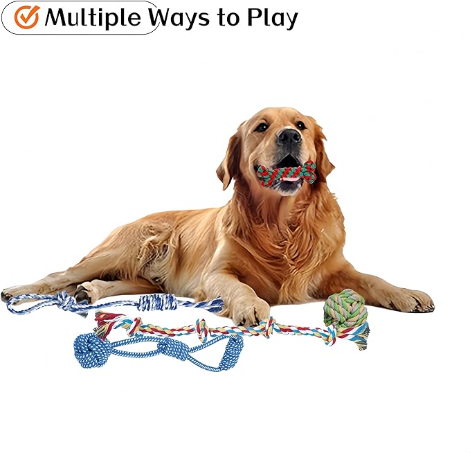 Heavy Duty Rope Toys for Dogs – 5-Pack Indestructible Cotton Dog Toys for Aggressive Chewers, Large & Medium Breed Puppy Dental Rope Tug Toys