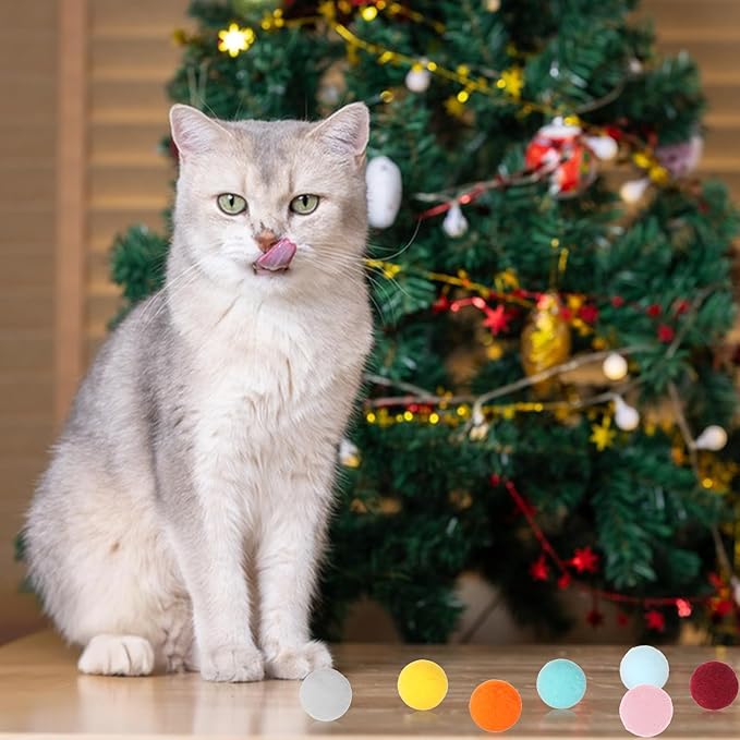 100 Pcs Cat Toy Balls 1'' Colorful Cat Pom Pom Balls 2 Style Soft Interactive Kitten Ball Cats Sparkle Fuzzy Ball Fuzzy Kitten Exercise Playing Quiet Toy for Exercise Entertainment