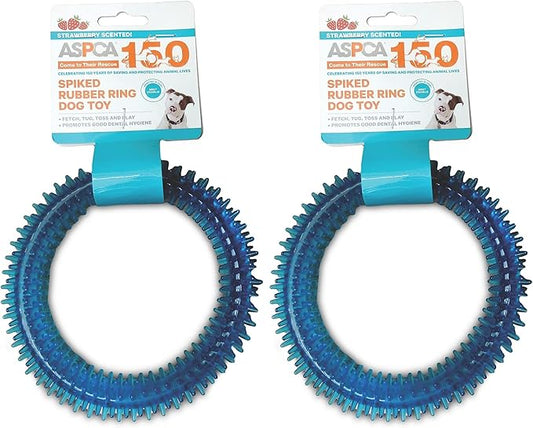 ASPCA Puppy Teething Spikey Ring Chew Toy, Non-Toxic TPR Rubber for Small to Medium Dogs - Random Color Shipped (Pack of 2)